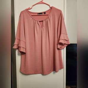 Pink dress shirt with ruffled sleeves